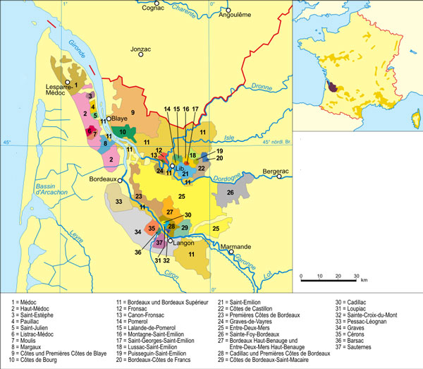 Bordeaux Wine Regions Map